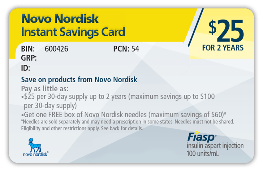 NovoCare | Savings Card for Fiasp® (insulin aspart injection) 100 U/mL